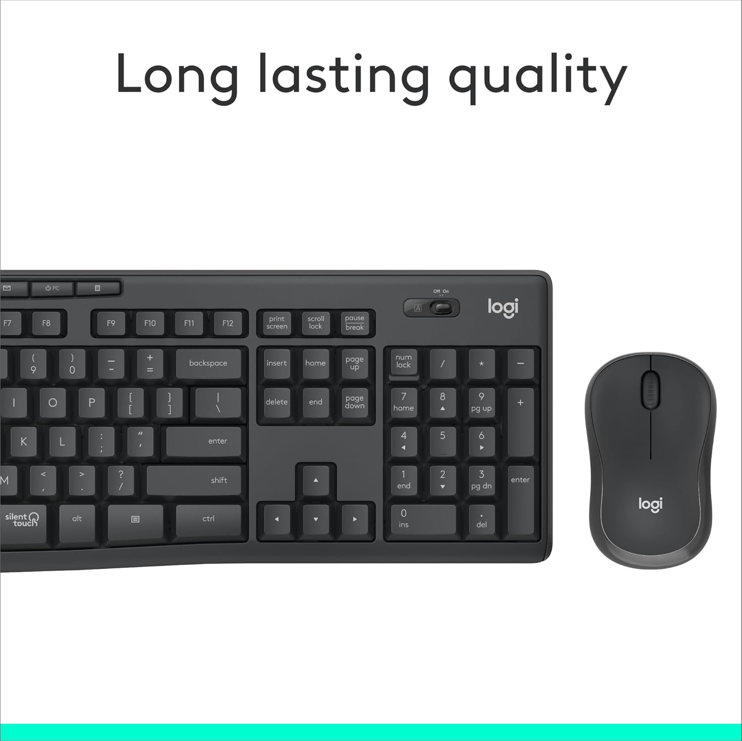 Keyboard & Mouse Combo Logitech MK295 Wireless SilentTouch Technology, Full Number Keyboard, Shortcut Buttons, Nano USB Receiver, 90% Less Noise, Black