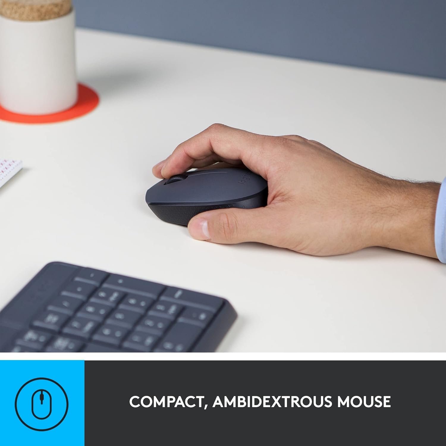 Keyboard + Mouse Logitech MK235 Combo for Windows, 2.4 GHz Wireless with Nano USB-Receiver, Wireless Mouse, 15 FN Keys, PC / Laptop - Black