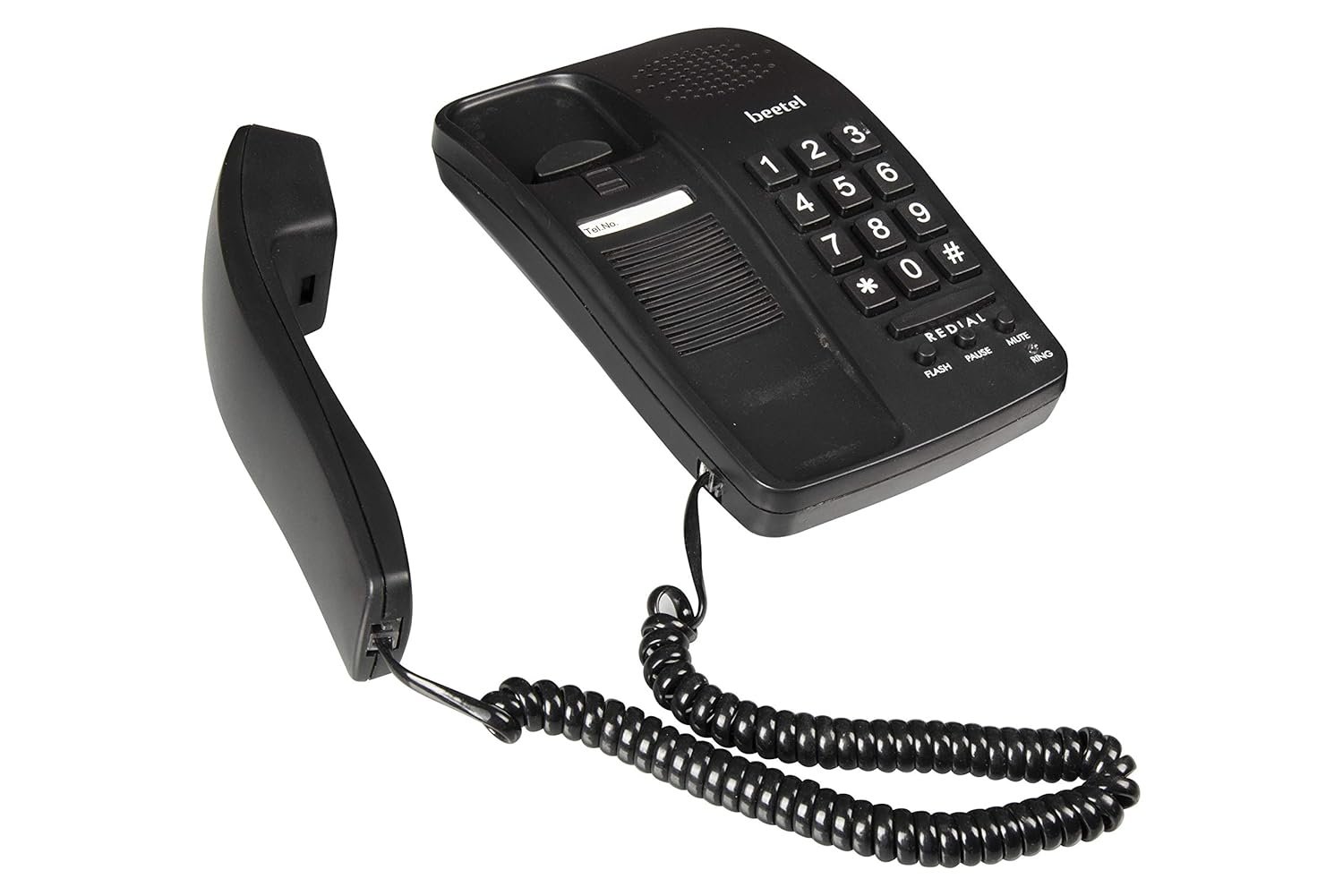 Landline Phone Beetel B15 | Corded, Ringer Volume Control, LED Ring Indication, Wall / Desk Mountable, Bold Buttons Design, Clear Call Quality, Mute / Pause / Flash / Redial Function | Black