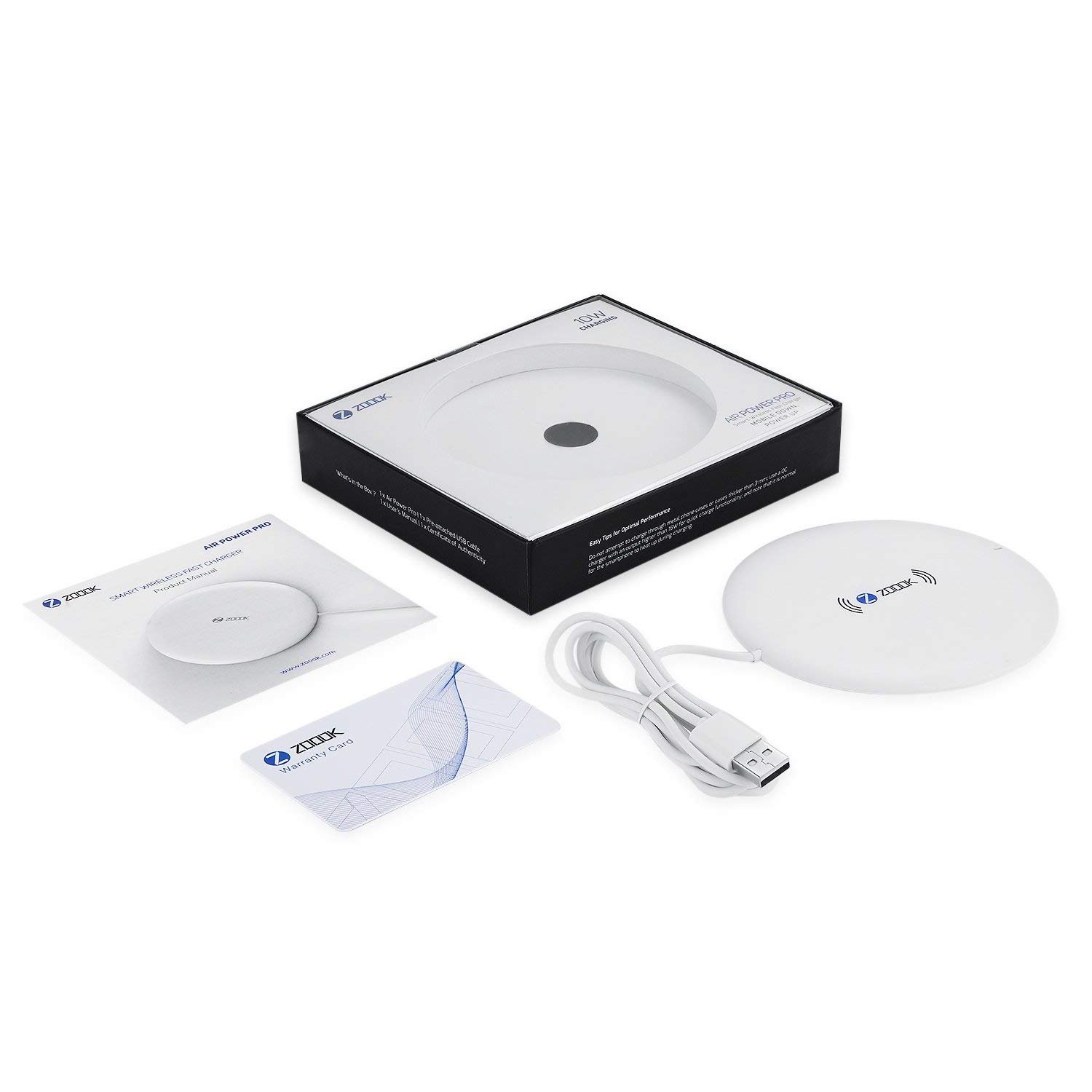Charger Zoook Zoook Air Power Pro ZK-AIRPOWER-PRO | Wireless Charger Optimized for All Qi-Enabled Device with 10W max Output (White)