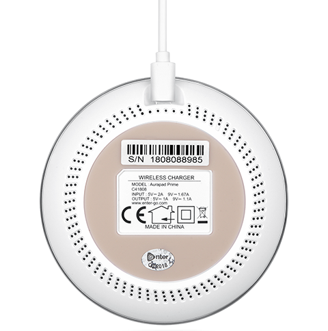Charger Enter Ego-Aurapad Prime Induction Pad | Universal Slimline Qi-Enabled Wireless Charging Pad, 5W / 10W Max Output, Micro-USB Connectors, Sleek & Slim Portable Design, White