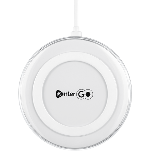 Charger Enter Ego-Aurapad Prime Induction Pad | Universal Slimline Qi-Enabled Wireless Charging Pad, 5W / 10W Max Output, Micro-USB Connectors, Sleek & Slim Portable Design, White