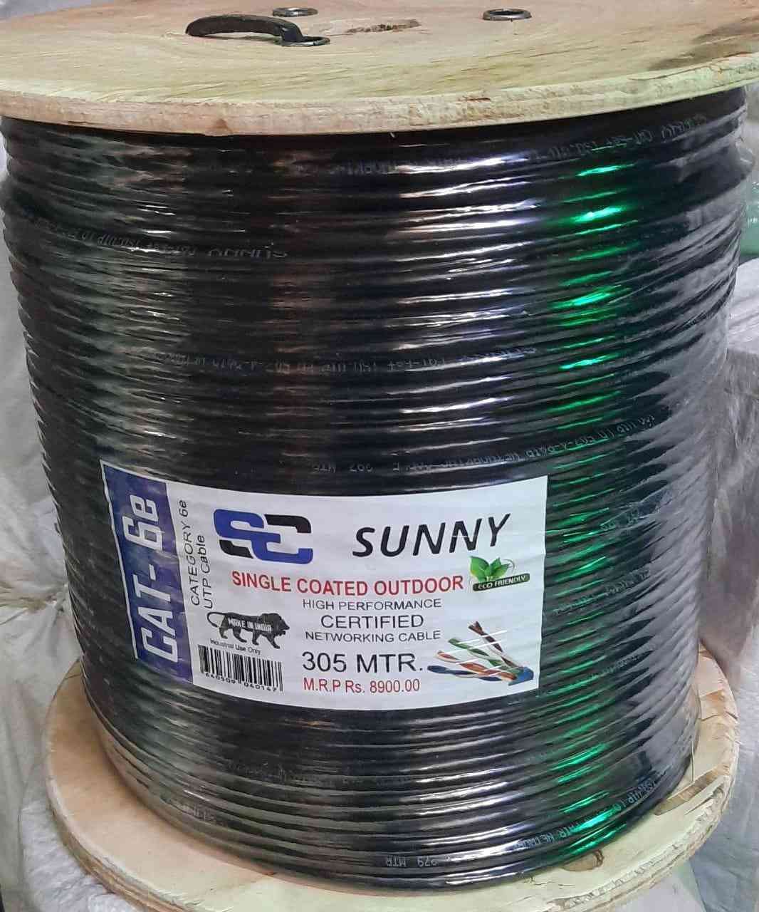 Cable Sunny Cat6 Outdoor 305mtr | Single Coated, High Performance, Cat6 Outdoor Networking Cable, Flexible CCA Cable for Home & Domestic Industrial Use