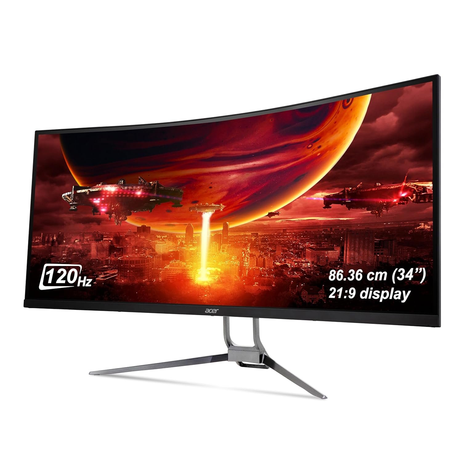 Monitor Acer 34 Inch (86.36 cm) ED343CUR J0BMIIPPX (UM.CE3SS.001) | 21:9 UWQHD (3440x1440) Pixels VA Panel 1000R Curved Backlight LED Monitor, 2 x HDMI (2.0) 2 x DP (1.2), Eye Care, Integrated 3W x 2 Stereo Speakers, Wall Mountable, Black