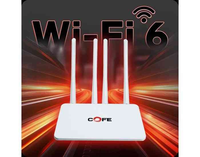 Router COFE CF-05-CT4 WI-FI 6 | Wi-Fi + LAN / WAN 5G / 4G Sim VPN Router, Type-C Port, Supports both Internet & Power, WiFi Range Upto 120mtr, Nano Sim Slot, Table Top / Wall Mountable (White)