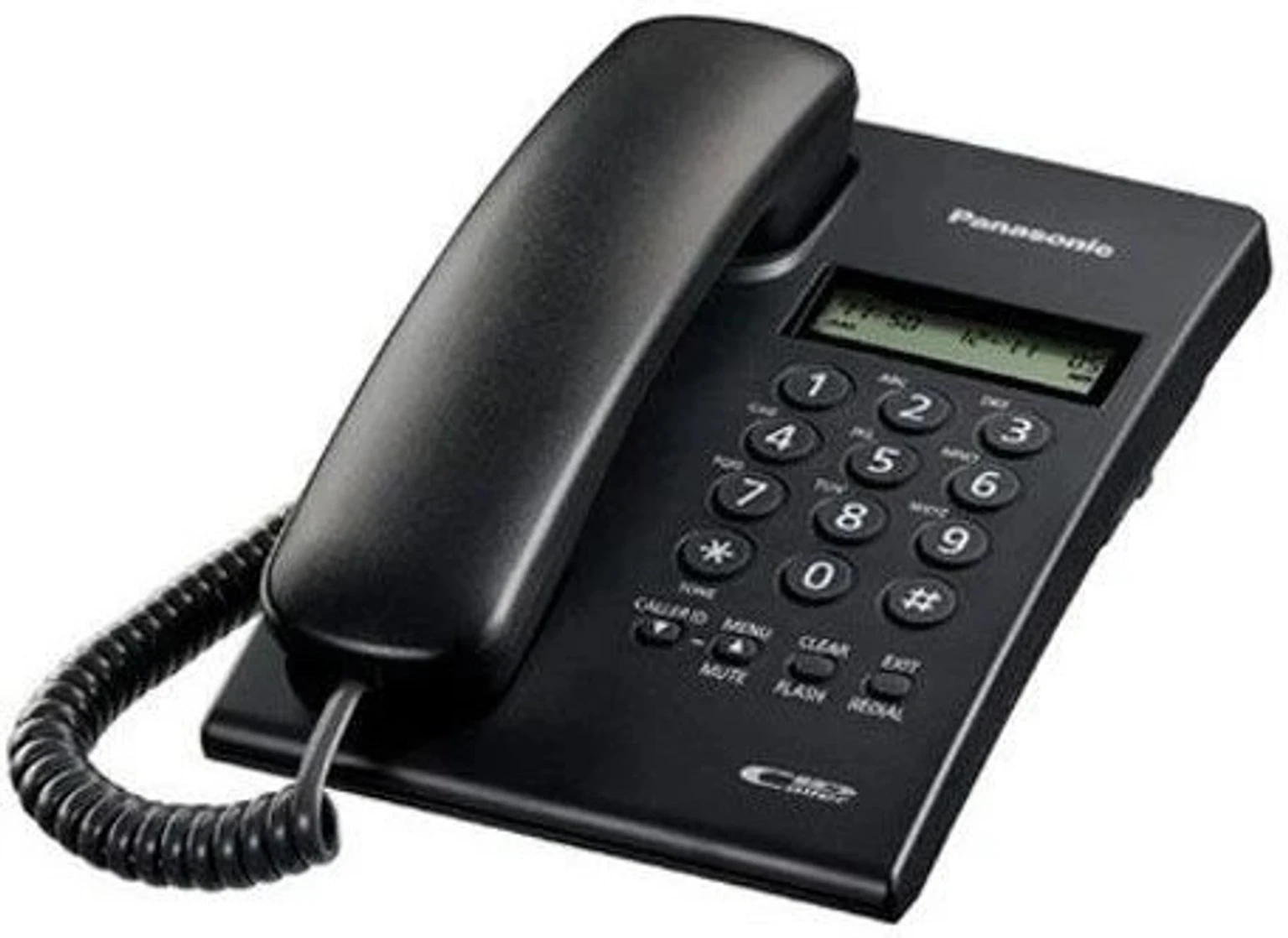 Landline Phone Panasonic KX-TSC60SX | Corded Landline Phone With Caller ID, With Alphanumeric Keypad & LCD Display, 30 Call Log, 5 Re-Dial Memory, 7 Segment 2 Line, Black