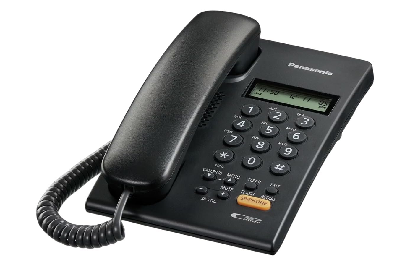 Panasonic KX-TSC62SX Corded Landline Phone | 16-digit LCD with clock, caller ID support, 3-step ringer volume control, 30-call log, 5 redial memory, flash setting, tone/pulse mode, mute, secret dial, wall mountable, black.