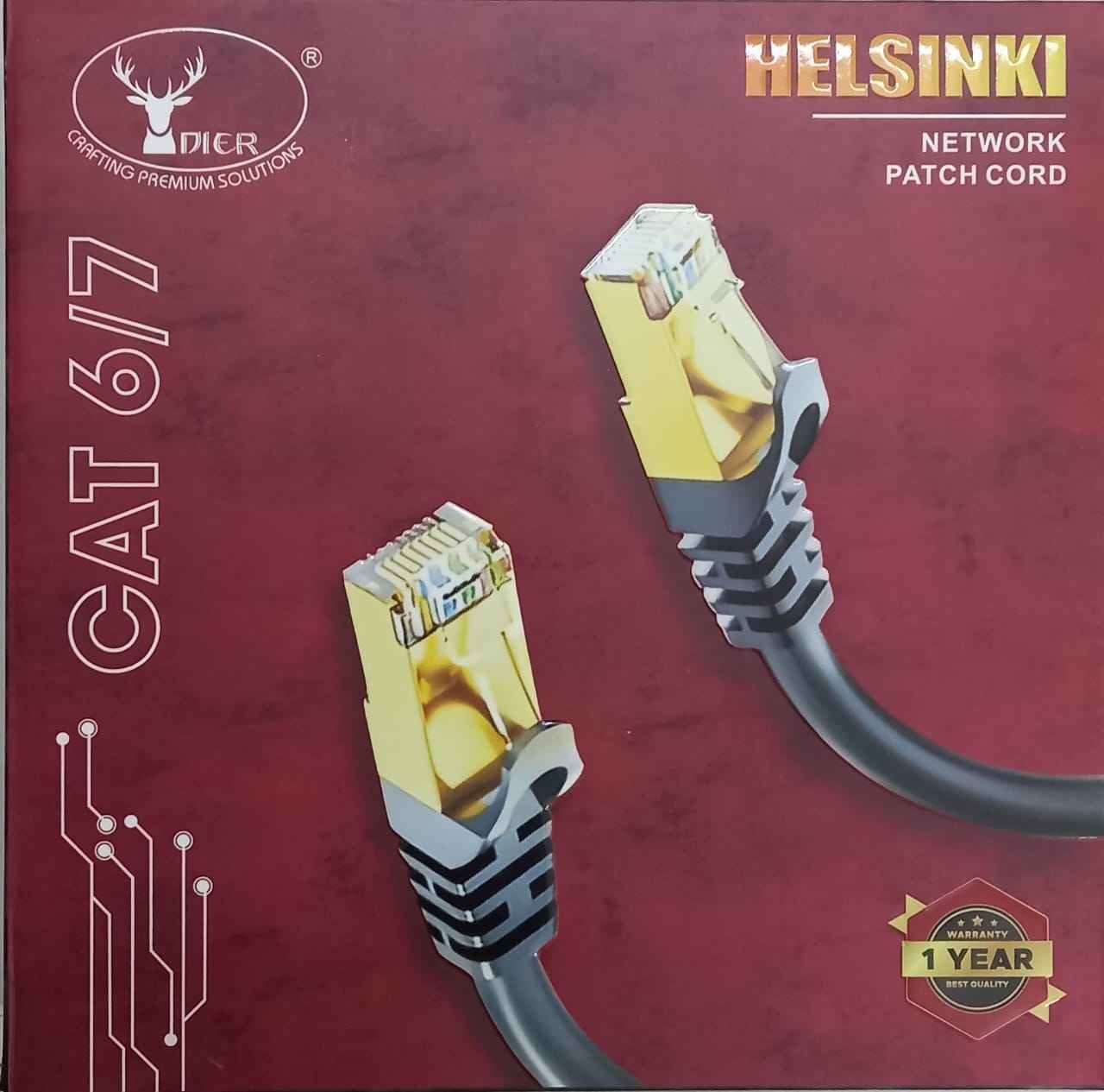 Patch Cable Dier HELSINKI Cat6 5mtr | High Speed & High Quality Networking Cable, Gold Plated RJ45 Connector, Durable PVC Material, 26AWC Core, Twisted Pairs, Stable & Anti-interference, Compatible with Laptop, PC, Router, Modem, Black