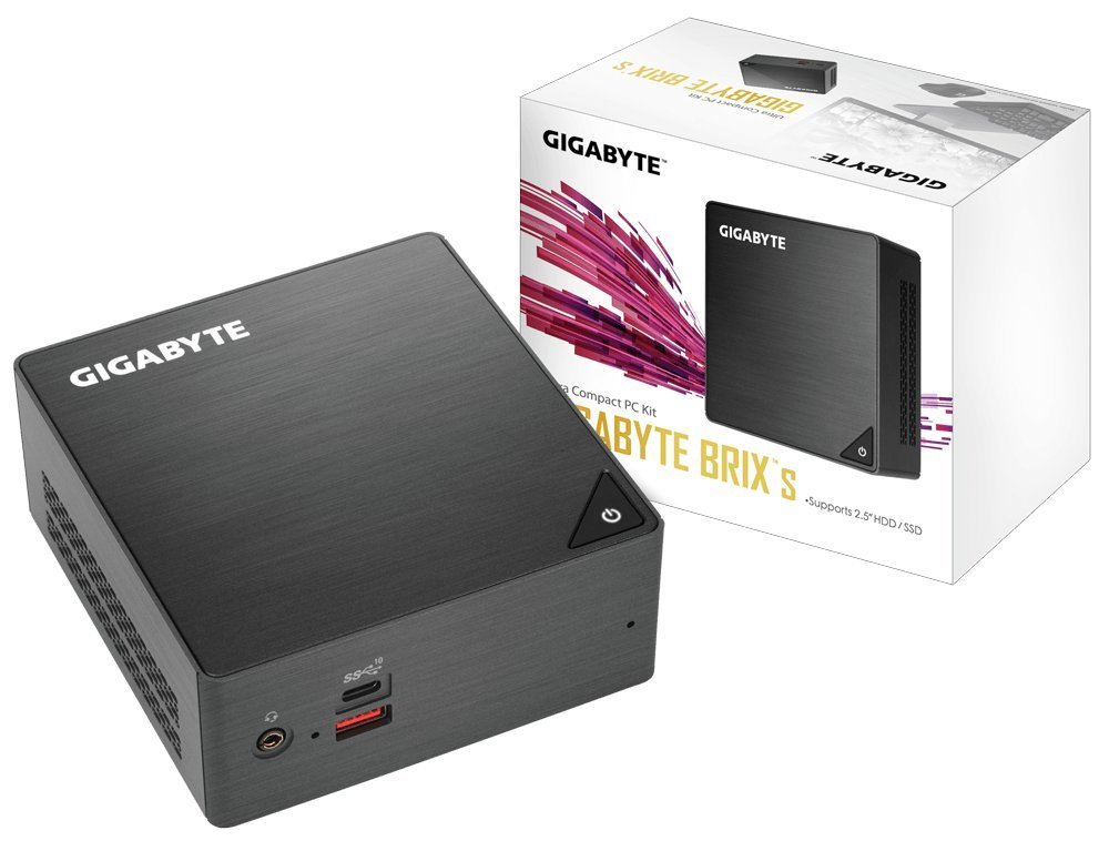 NUC Gigabyte Mini PC Brix GB-BRi7H-8550 Ultra Compact PC Kit Intel Core Quad Core i7-8550U Processor, HDMI Plus Mini Display Port Outputs, Dual Band Wi-Fi & Bluetooth 4.2, 2 x USB 3.0, 2xUSB 3.1, VESA Holder