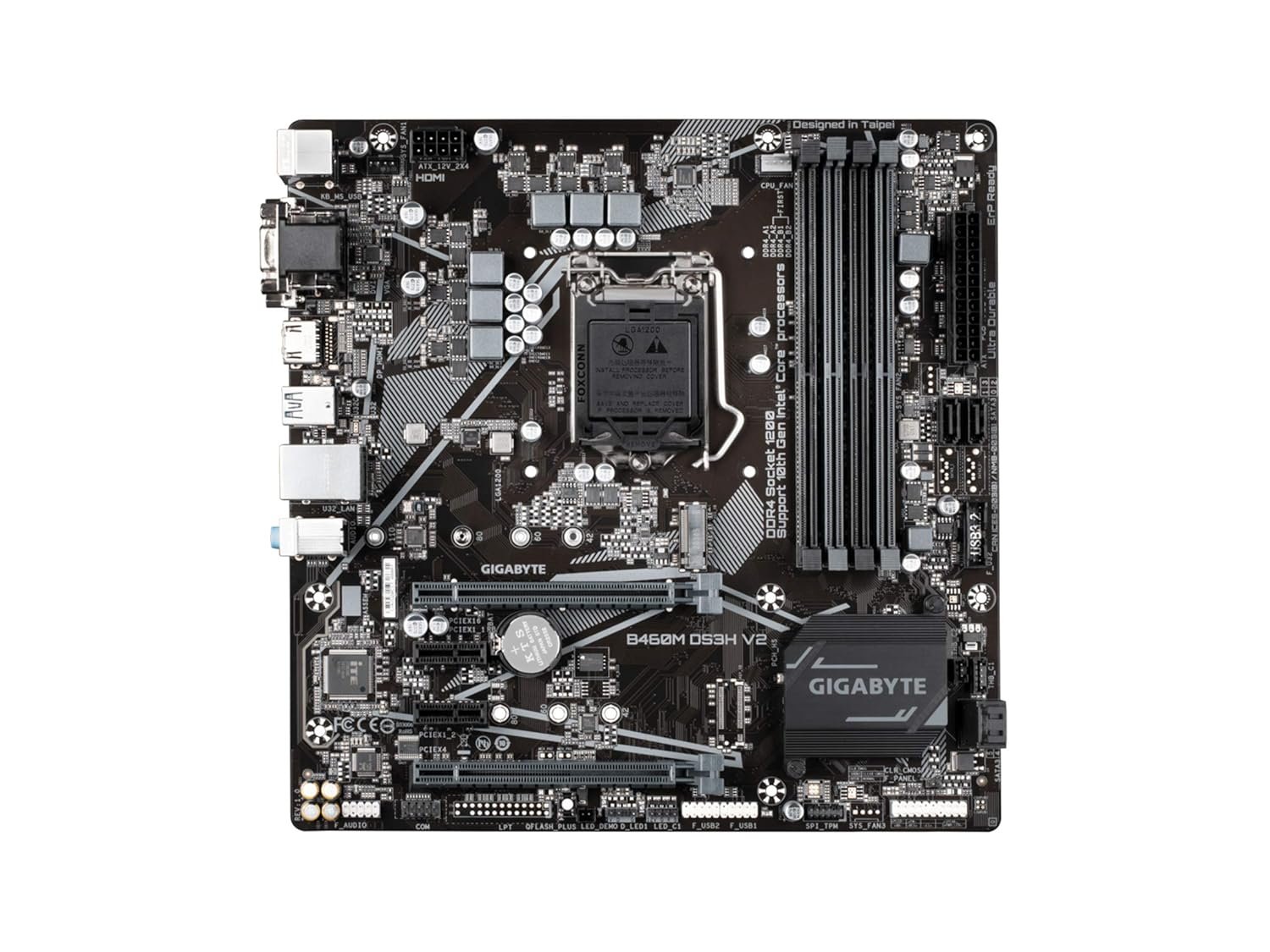 Gigabyte B460M DS3H V2 Motherboard, LGA1200, Supports 10th/11th Gen Intel CPUs, Micro-ATX, M.2, HDMI/DVI/VGA, GbE LAN, RGB Fusion 2.0