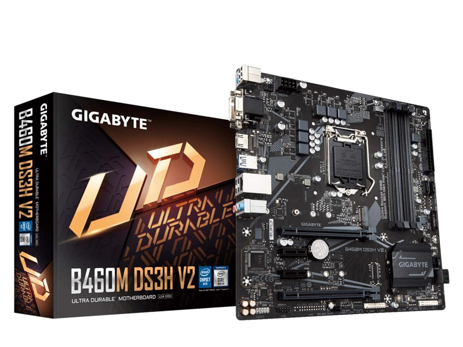 Gigabyte B460M DS3H V2 Motherboard, LGA1200, Supports 10th/11th Gen Intel CPUs, Micro-ATX, M.2, HDMI/DVI/VGA, GbE LAN, RGB Fusion 2.0