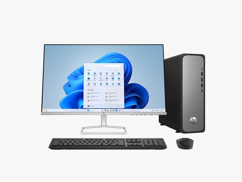 Desktop HP Omnidesk Slim PC S03-0112in | 14th Gen Intel® Core™ I3-14100 Processor, 8GB DDR5 RAM, 512 GB PCIe® Gen4 NVMe™ M.2 SSD, Win 11 + Ms Office 2024, Intel® UHD Graphics, HDMI & DP Ports, 19.5 Inch LED Monitor P204v, 3 Years Warranty, Black