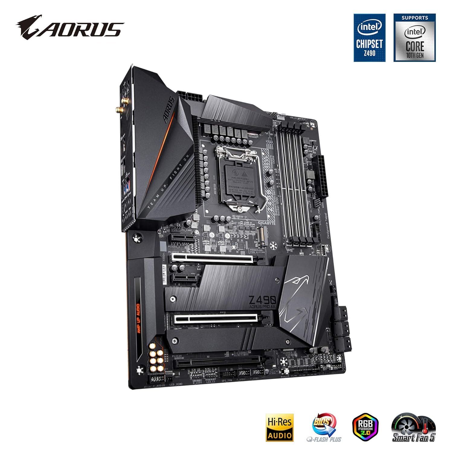 Motherboard Gigabyte Z490 AORUS PRO AX | Supports Intel 10th & 11th Gen processors, 12+1 phase digital VRM, Fins-Array II thermal design, Intel WiFi 6, Intel 2.5GbE LAN, RGB Fusion 2.0