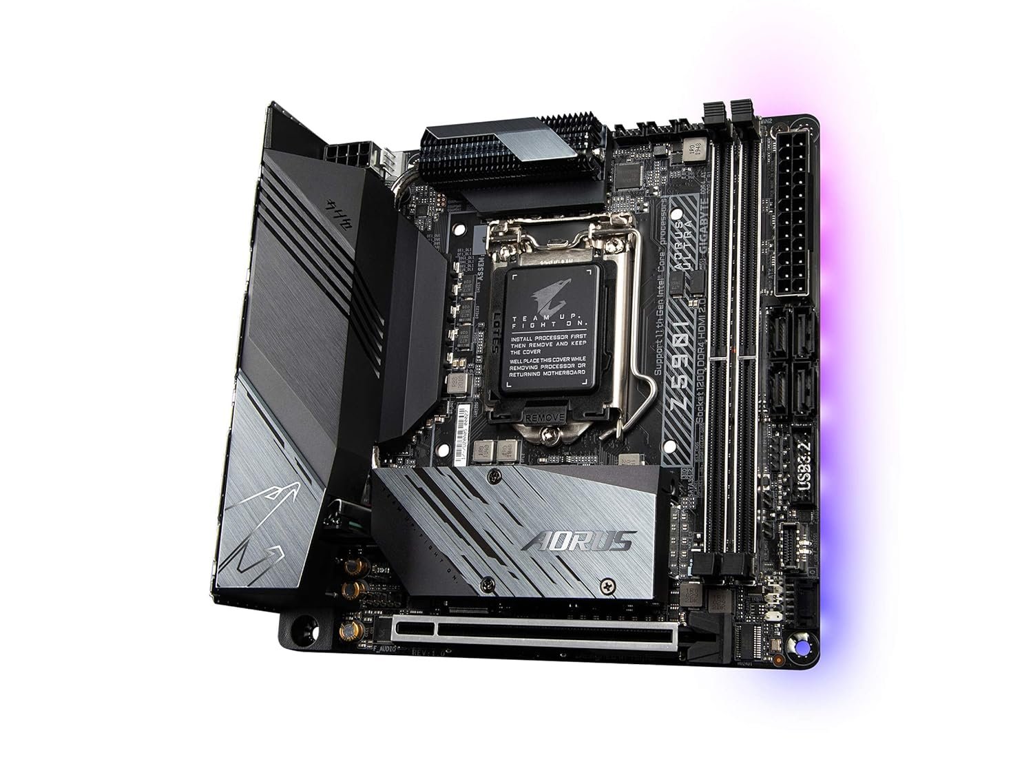 Motherboard Gigabyte Z590 I AORUS Ultra | LGA 1200 / Intel Z590 / Supports 11th & 10th Gen Processors / Mini-ITX / Dual M.2 / PCIe 4.0 / USB 3.2 Gen2X2 Type-C / Intel WiFi 6 / Intel i225V 2.5GbE
