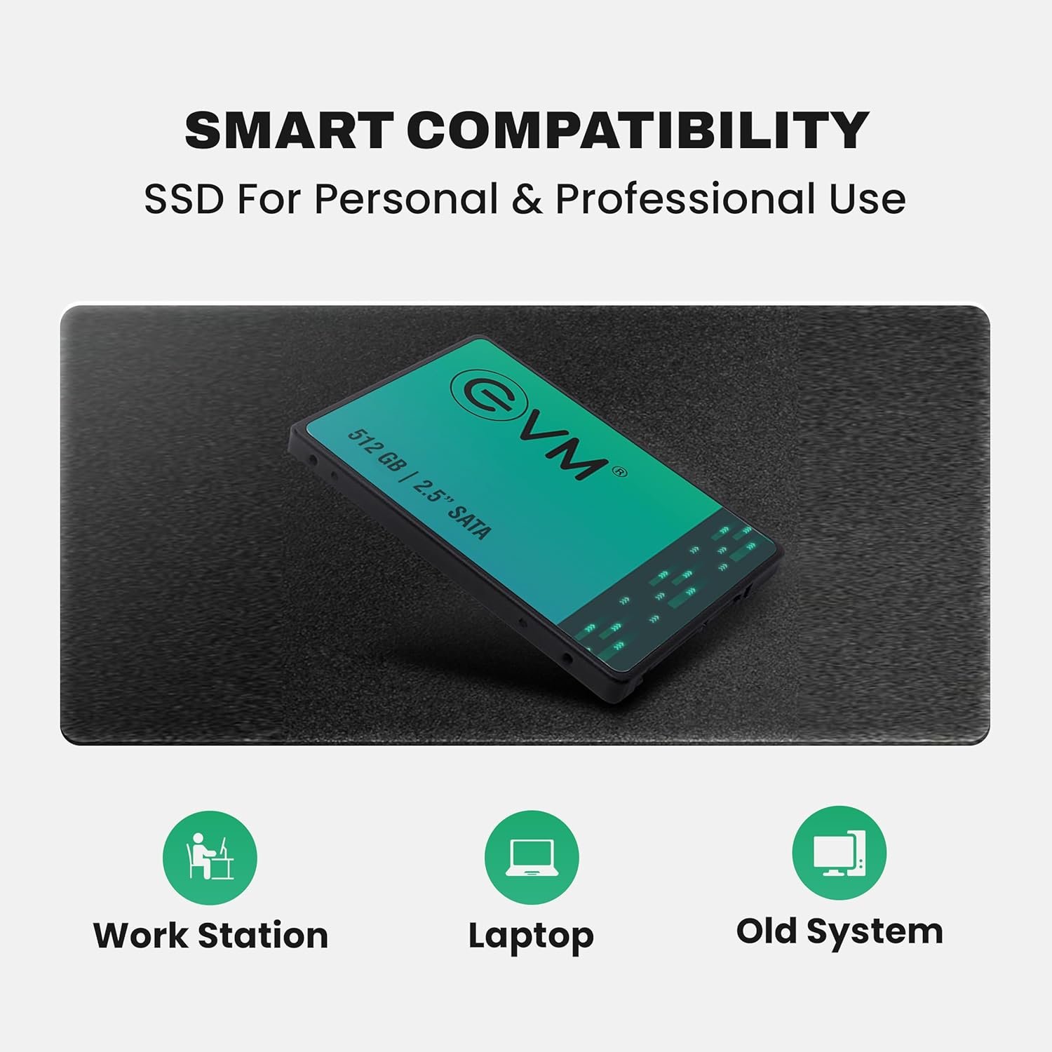 Harddisk EVM mSATA 512GB SSD EVMMS/512GB | 3D TLC NAND FLASH SATA 6.0Gbps Interface, 520MB/s Read & 500MB/s Write Speed, Fast Performance Ultra Low Power Consumption, Black