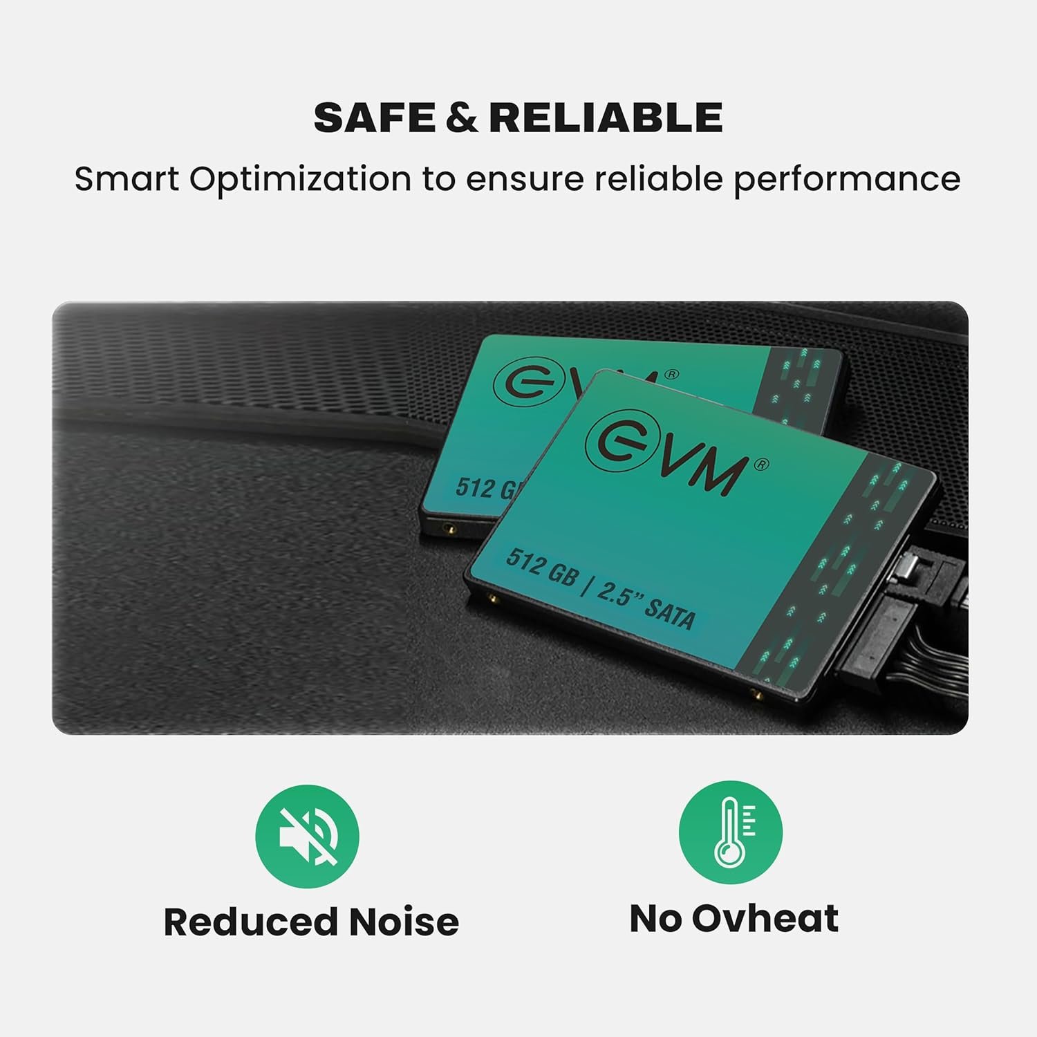 Harddisk EVM mSATA 512GB SSD EVMMS/512GB | 3D TLC NAND FLASH SATA 6.0Gbps Interface, 520MB/s Read & 500MB/s Write Speed, Fast Performance Ultra Low Power Consumption, Black