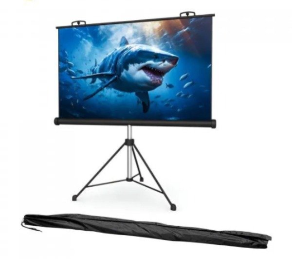 Projector Screen 6x4 (84) Inch Manual With TRIPOD | Anti-Creased Tripod Projection Screen, Imported High Gain Fabric