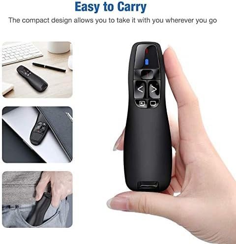 Presenter Wireless PP-03 | 2.4GHz Wireless USB Presenter, PowerPoint Red Laser Pen Pointer, Remote Controller, PPT Clicker For Presentation, Battery Not Included, Black
