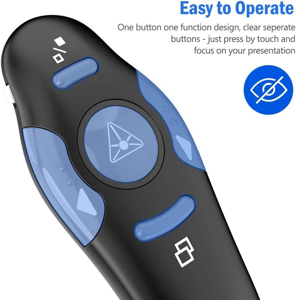 Presenter Wireless Presentation Clicker for PowerPoint Presentations, USB Dongle Presenter Remote with RF 2.4GZ Laser Pointer Slide Clickers for Mac/Windows/Linux, Computer/Laptop, Google Slide/PPT/Keynote