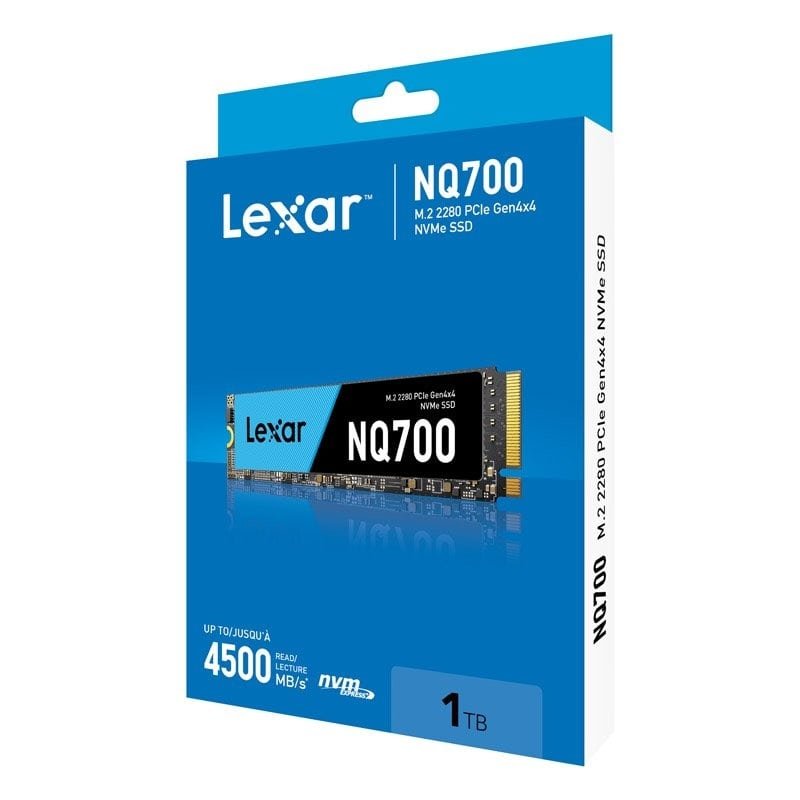 Harddisk Lexar NQ700 1TB SSD LNQ700X001T-RNNNG | M.2 2280 PCle Gen 4x4 NVMe SSD, Read Upto 4200MB/s, Write 2100MB/s, 3D NAND Flash Solid State Drive For Laptops, Desktops and Gaming Rigs, Black