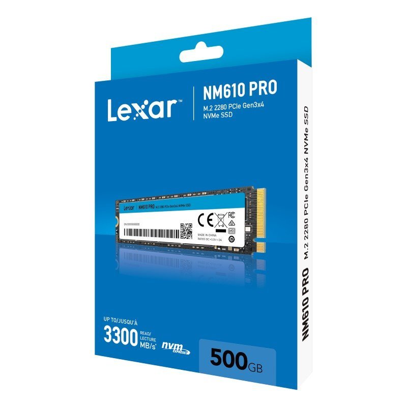 Harddisk Lexar NM610 PRO 500GB LNM610P500G-RNNNG | M.2 2280 PCIe Gen 3x4 NVMe Internal SSD, High Speed Performance, Read Upto 3300MB/s, Write 2600MB/s, 3D NAND Flash Solid State Drive For Laptops & Desktops