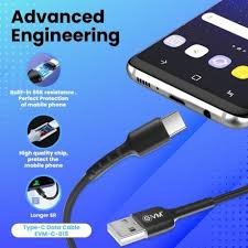 Cable EVM Type-C Charge & Sync Cable PVC 1mtr 3Amp EVM-C-015 | High Speed, Sturdy & Durable, Tangle Free, Temperature Protection, Compatible With All Multiple Devices, Black