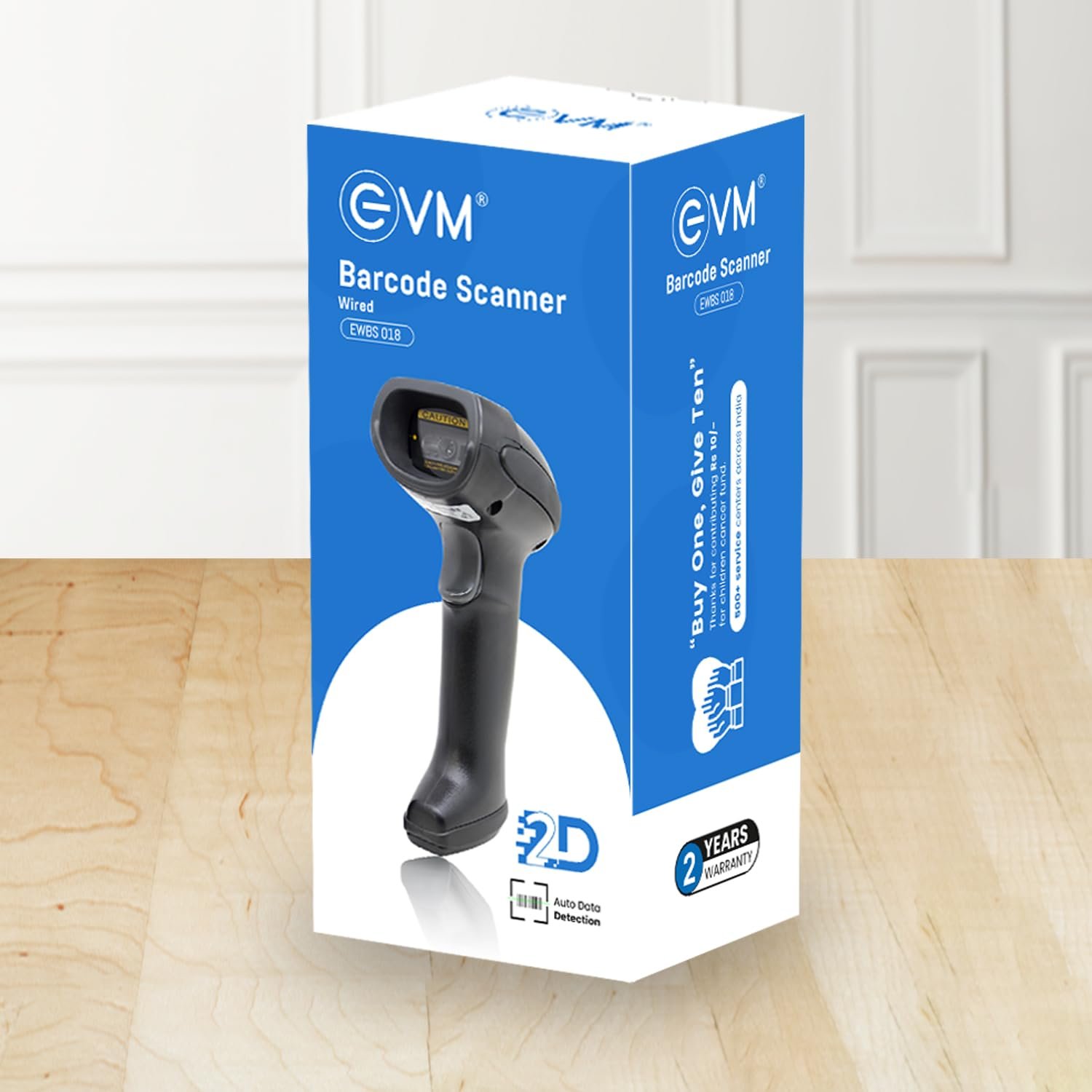 Scanner Barcode EVM Wired 1D / 2D Code EWBS-018 | 300 scan per second, Drop test 1.5m, USB Interface, Laser aim, 1.8m cable