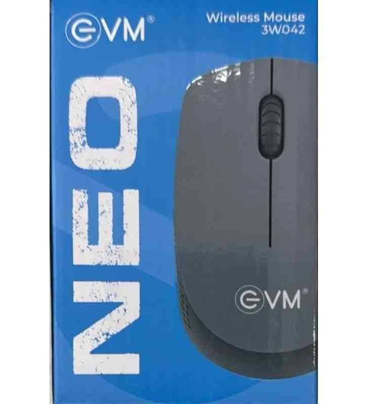 Mouse EVM Wireless NEO - 3W042 | 2.4GHz Optical Mouse with 3D Scroll, USB Receiver, 1600 DPI Resolution, 10m Working Range, Plug & Play, Grey