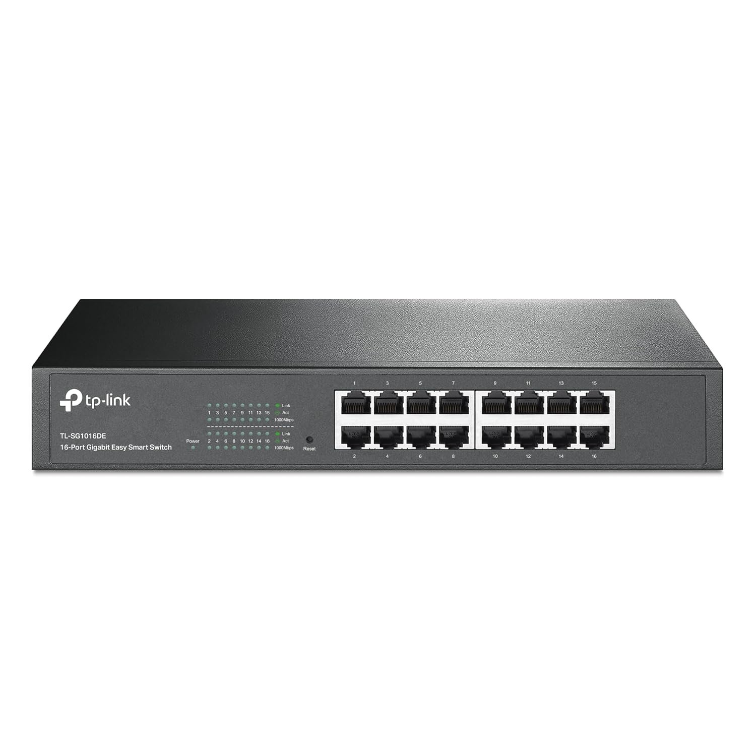 Switch TP-Link TL-SG1016DE | 16 Port Gigabit Easy Smart Switch, 10/100/1000Mbps RJ45 Ports, Traffic Prioritization, Durable Metal Casing, VLAN, Green Technology, Intelligent Management, Easy To Use, Plug & Play, Grey