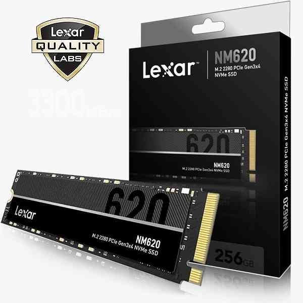 Harddisk Lexar NM620 256GB SSD LNM620X256G-RNNNG | M.2 2280 PCle Gen 3x4 NVMe SSD, Up To 3500MB/s Read, 1300MB/s Write, Black