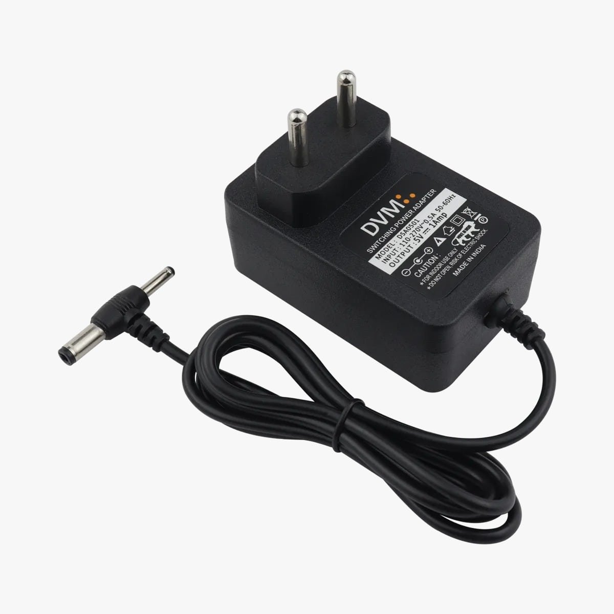 Power Adapter DVM 5V 1AMP DC + UNISEF | Over Current, Over Voltage & Short Circuit Protection, SMPS Adapter For Cameras, Black