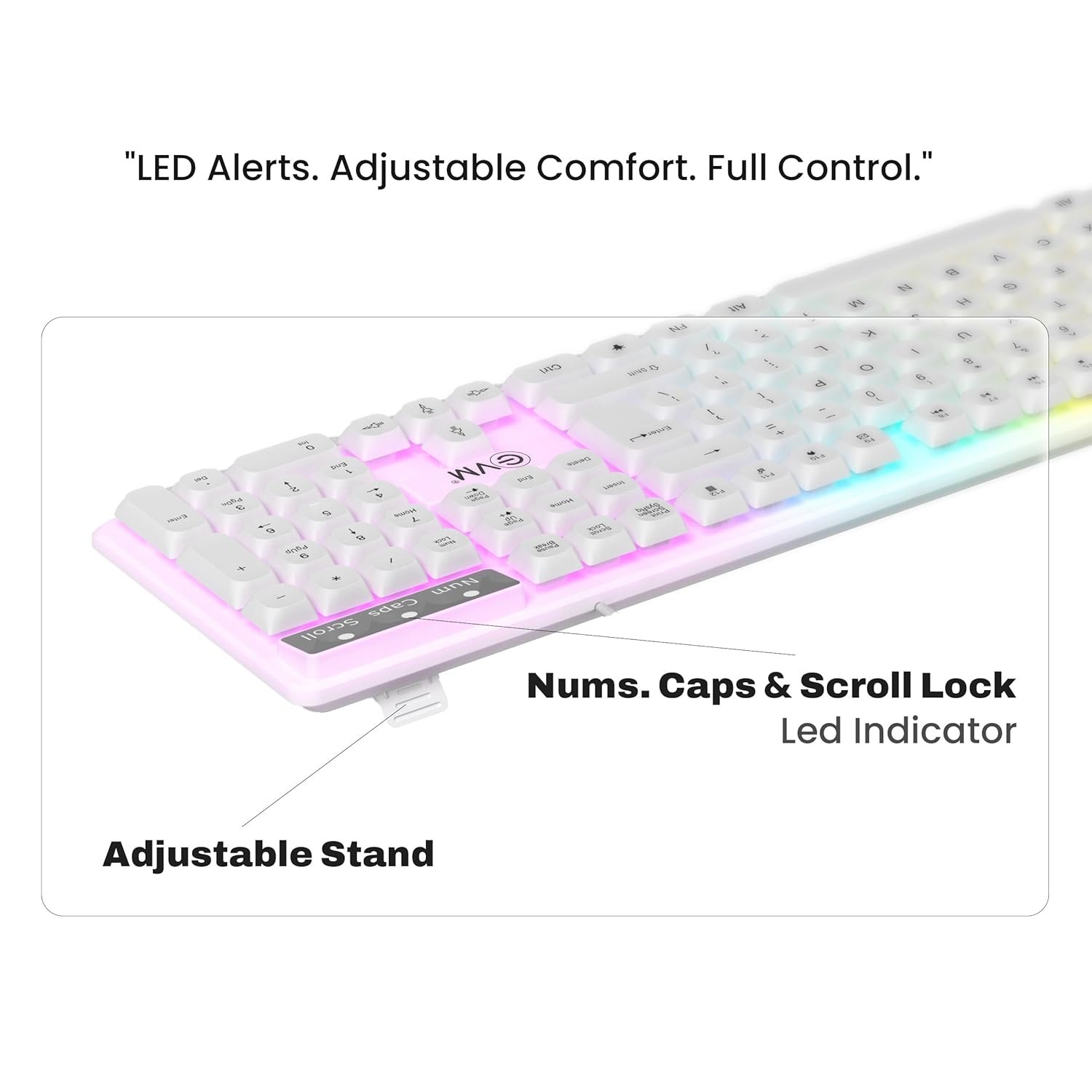 Keyboard & Mouse Combo EVM Gaming Wired EnHawk WDKM-315 | 104 Keys, Backlight Keyboard, 1.5meter Cable Length, White