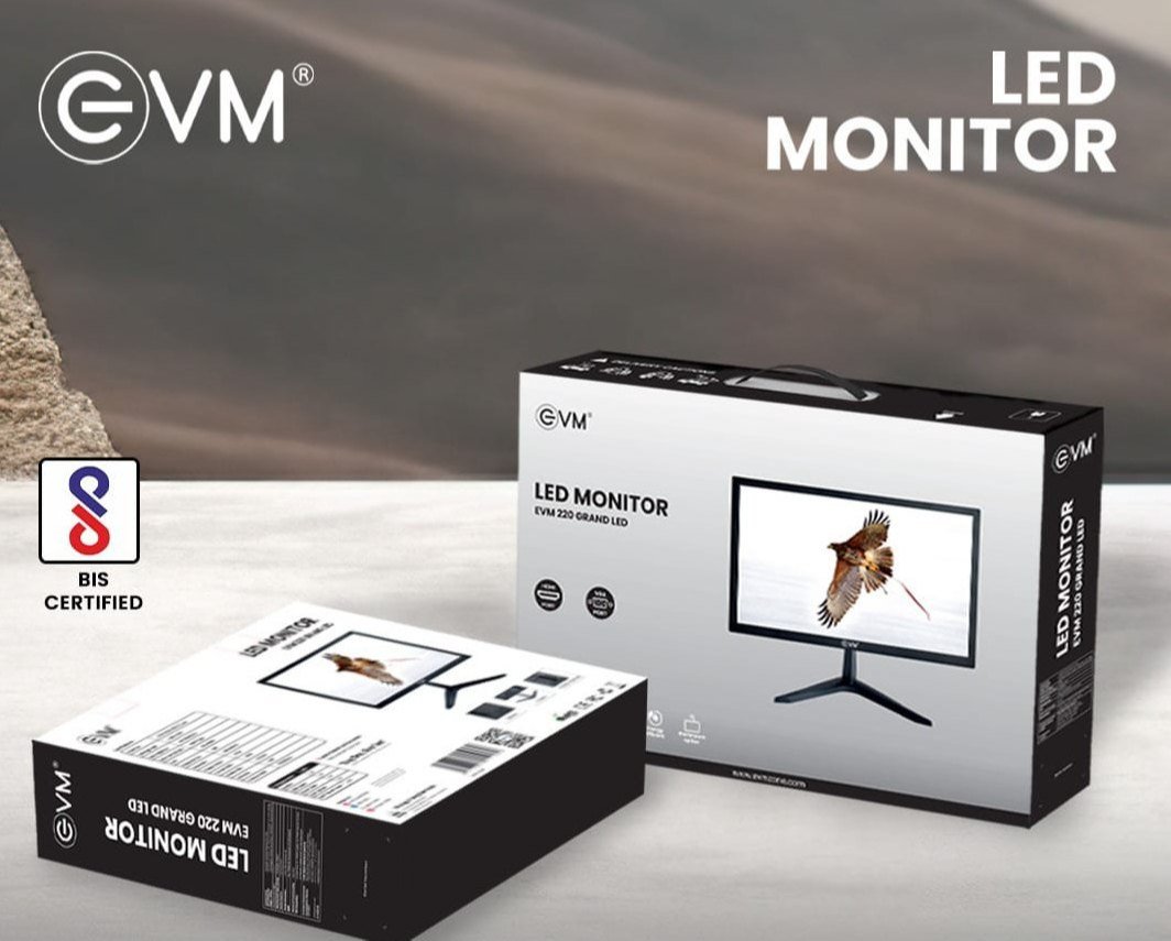 Monitor EVM 220 Grand LED | 21.5" 1440Γ900 Hz, 5ms Fast Response Time, True Pixel, 16.7M Display Colors, VGA+HDMI, 100x100mm VESA Wall Mountable, Black