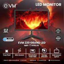 Monitor EVM 220 Grand LED | 21.5" 1440Γ900 Hz, 5ms Fast Response Time, True Pixel, 16.7M Display Colors, VGA+HDMI, 100x100mm VESA Wall Mountable, Black