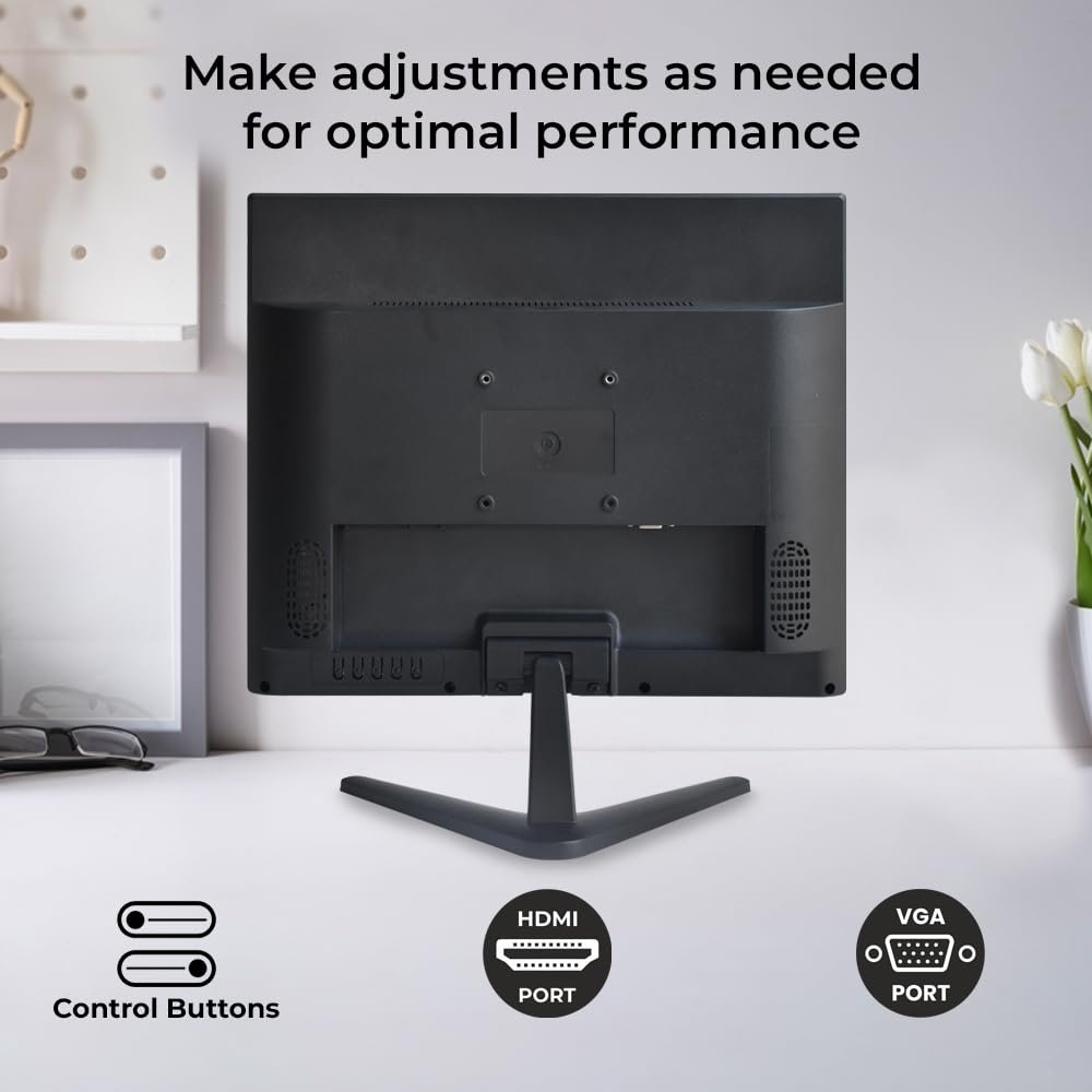 Monitor EVM 175 GRAND SQ LED | 17.1 Inch 1280×1024 60HZ, True Pixel, 5ms Fast Response Time, 16.7M Display Colors, VGA+HDMI, Viewing Angle H:176º,V:160º, Max Brightness 160-200cd/m2, Panel Size 336 (H) × 265 (V)MM, 100x100mm VESA Wall Mountable, Black