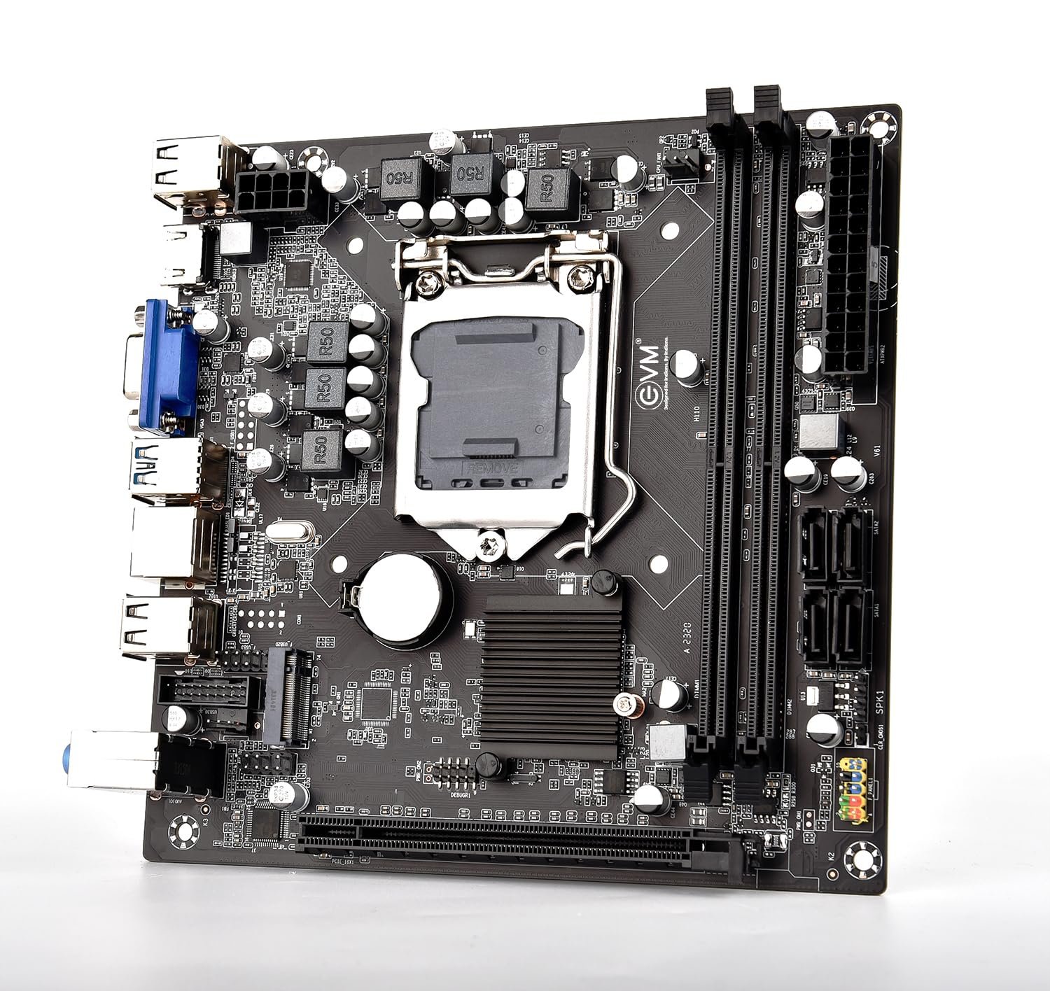 Motherboard EVM H110NEL DDR4 With NVME Slot | Intel® H110 Chipset, Supports Intel® Core™ i3/ i5/ i7 Celeron/ Pentium 6th & 7th Gen Series Processor, Supports DDR4 2133/ 2400/ 2666/ 3200Mhz Slots, 2 x USB 3.0, 4x USB 2.0, LGA1151 Socket
