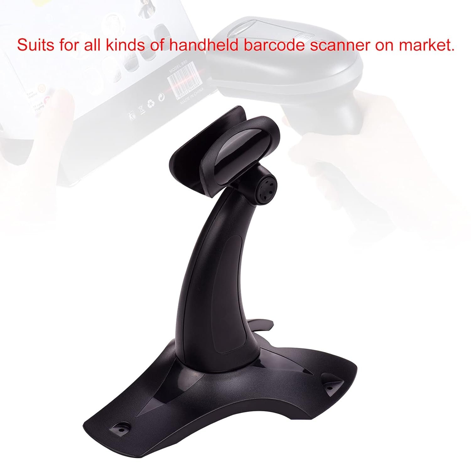 Barcode Scanner Stand EVM Bracket Stand Holder With Large Base Ultra-Stable Detachable, High Quality ABS, Sturdy & Durable, Compatible for All Kinds Handheld Barcode Scanner Reader, Black