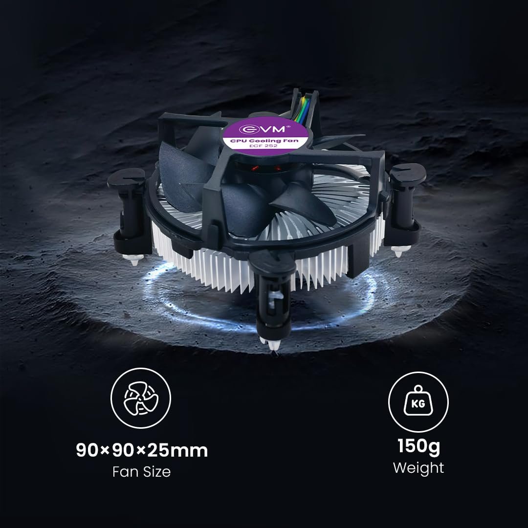 CPU Cooling Fan EVM EnAero ECF 252 | 12V, Hydraulic Fan Bearing, 90Γ90Γ25mm, 36 CFM Air Flow, 2200 RPM Fan Speed, 18 dBA Noise,150g