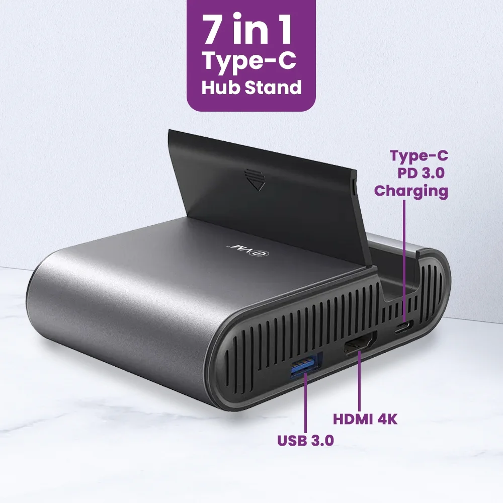 Hub EVM 7-in-1 Smartphone Desktop Expansion With Hub EMH-01 | USB-C Hub for Android Smartphones, SD/Micro Card Readers, HDMI 4K, USB-A 5Gbps, PD 60W Vivid Desktop