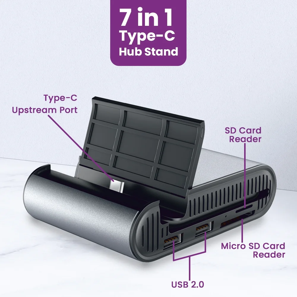 Hub EVM 7-in-1 Smartphone Desktop Expansion With Hub EMH-01 | USB-C Hub for Android Smartphones, SD/Micro Card Readers, HDMI 4K, USB-A 5Gbps, PD 60W Vivid Desktop