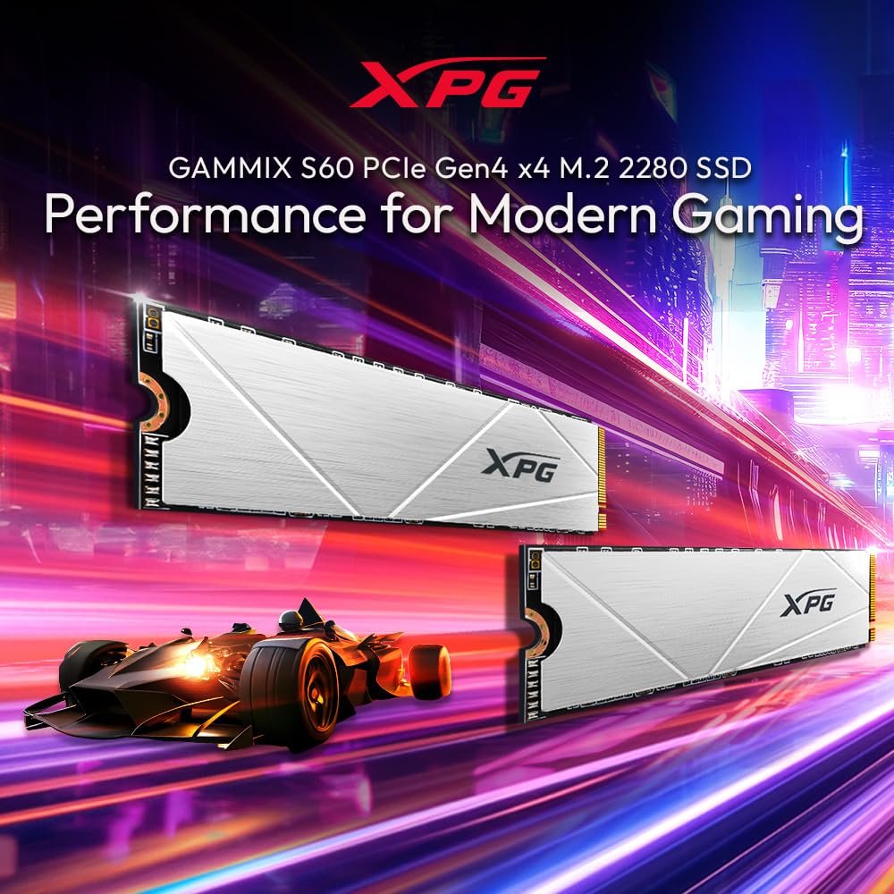 Harddisk Gaming Adata XPG GAMMIX S60 Blade AGAMMIXS60-2T-CS | M.2 NVMe 2TB PCI-Express 4.0 Gen 4x4 2280 Internal Gaming SSD, Read & Write Speed Upto 5,000/ 4,200MB/s, Compatible with PC, Laptop & Play Station 5
