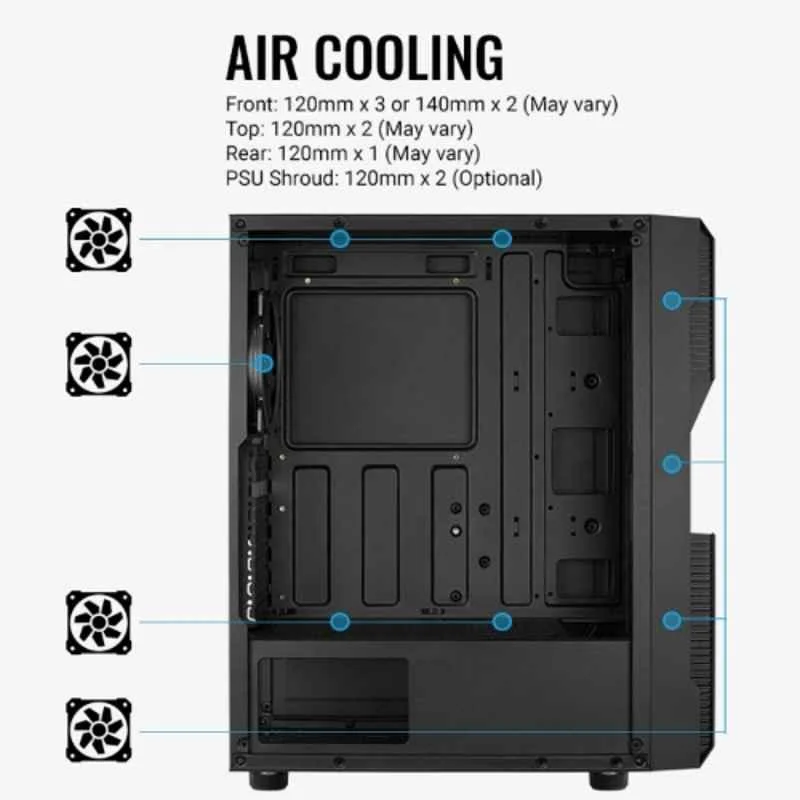 Cabinet Aerocool ACCM-PV20022.11 Menace Saturn RGB High-Performance Mid Tower Gaming PC Case Mesh Front Panel with Full Tempered Glass Side Panel & 2 RGB Fans, Gaming Pc Case, Black