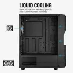 Cabinet Aerocool ACCM-PV20022.11 Menace Saturn RGB High-Performance Mid Tower Gaming PC Case Mesh Front Panel with Full Tempered Glass Side Panel & 2 RGB Fans, Gaming Pc Case, Black