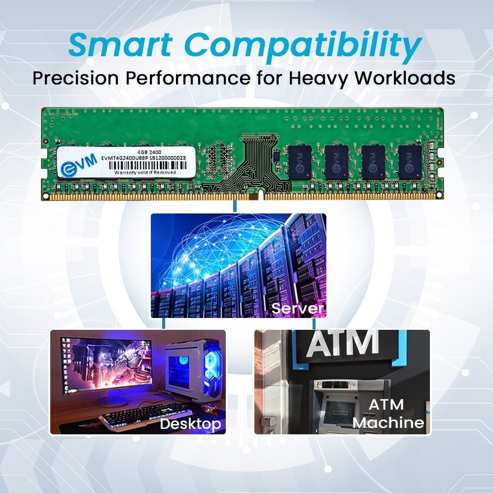 RAM EVM 4GB DDR4 2400MHZ Desktop EVMT4G2400U88P | Long-DIMM Memory, Updates Your Desktop's Performance