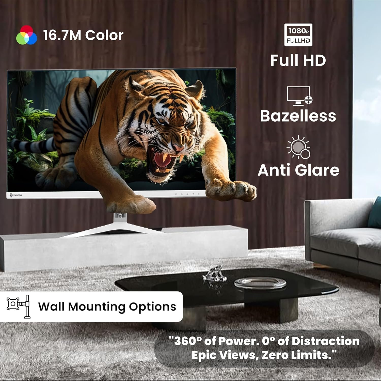 Monitor EVM C160 PLASMA LED | 21.5 Inch Curve LED Frameless FHD Monitor With Speaker, Digital Crystal Clear, VGA, HDMI, DC Port, 100Hz Perfect Motion Rate, A+ Grade, 16.7 M Color, Low Blue Light, Flicker Free, AntiGlare, Wall Mountable, White