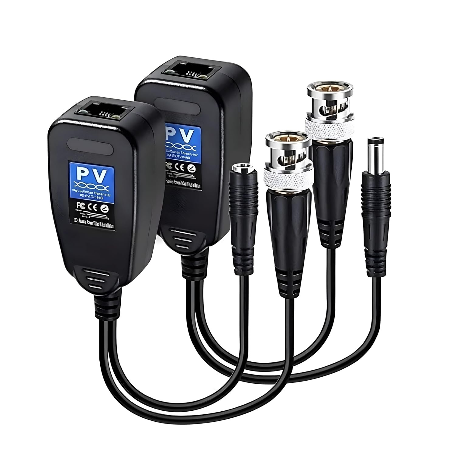 Video Balun PV, 8mp 4K HD Video Balun Passive / Power / DATA over RJ45, Wire Connector UTP / HD-CVI / ADTVI / AHD / CVBS (1 Pair) , BNC to RJ45 CAT5 Video +Data +Power Balun Connector for CCTV PTZ Camera