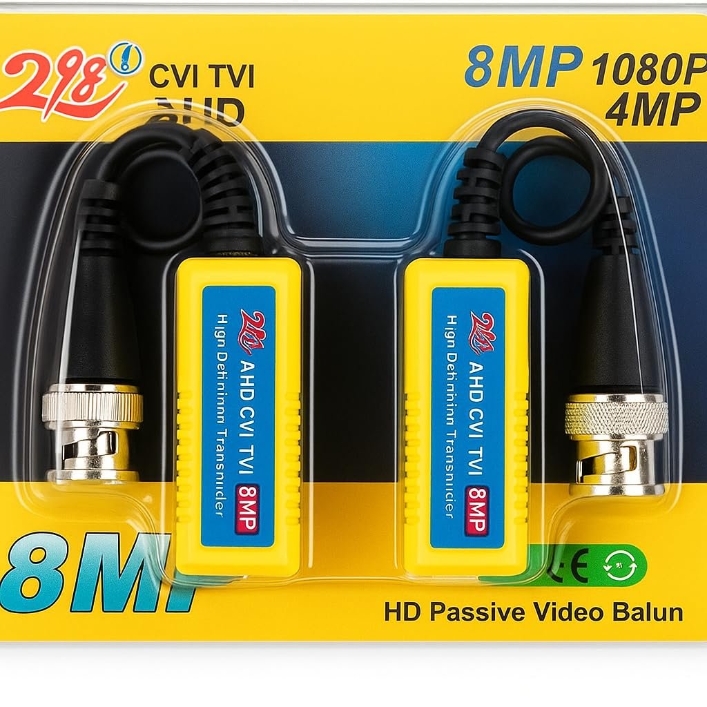 Video Balun Single Channel Split Joint HD 8MP | For Camera Video Signal Transmission to DVR