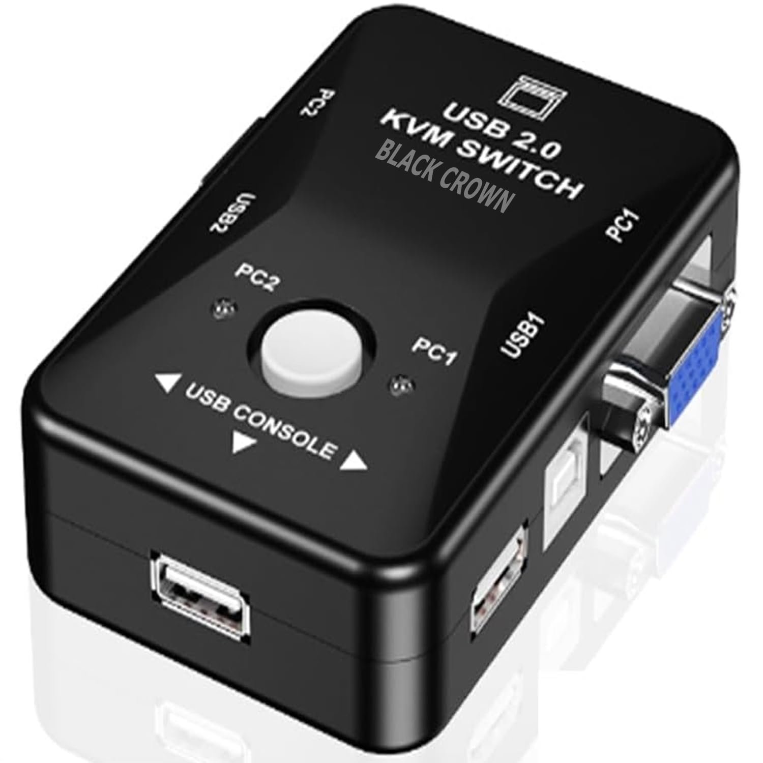 KVM VGA Switch Box 2 Port USB 2.0 Plus Keyboard Video Mouse Switch Box, Control 2 PC from 1 USB Keyboard and Mouse