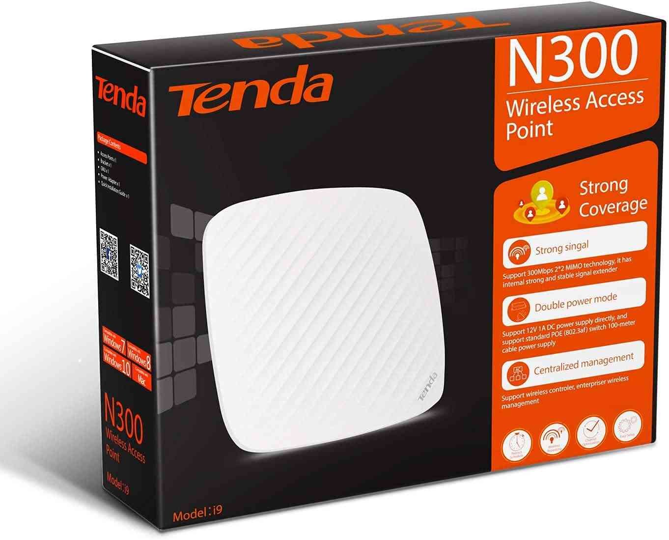 Access Point Tenda TE-I9 Wireless N300 Ceiling Mount Access Point, PoE, Up to 25 Users, White
