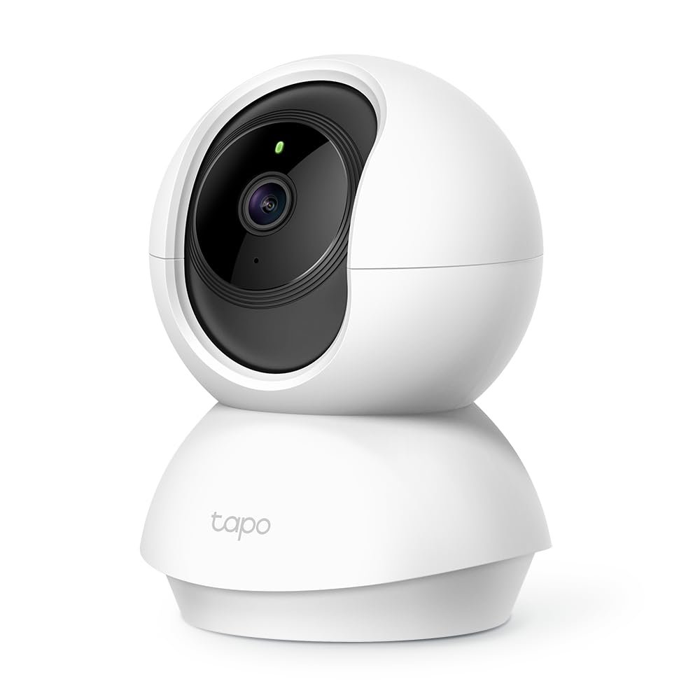 Security Camera TP-LINK TAPO-TC70 | Pan / Tilt Home Security Wi-Fi Camera, 1080p, 360° Rotational Views, Works with Alexa & Google Home, 2 Way Audio, Night Vision, Sound & Light Alarm, Motion Detection, SD Storage Upto 128GB, White